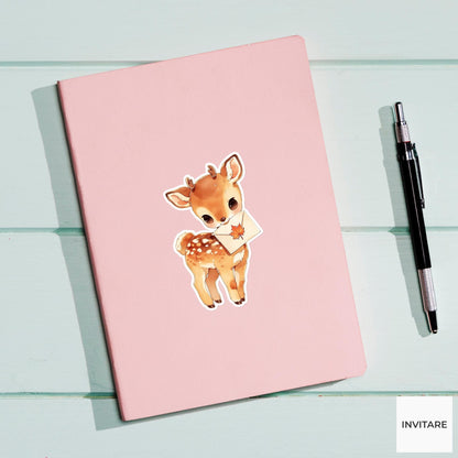 Watercolor Fawn Gratitude Note Sticker, Thankful Autumn Laptop Planner Journal Animal Lover Gift