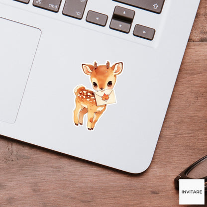 Watercolor Fawn Gratitude Note Sticker, Thankful Autumn Laptop Planner Journal Animal Lover Gift