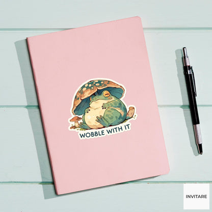 Wobble With It Frog Yoga Sticker, Child Pose Laptop Planner Water Bottle Gift