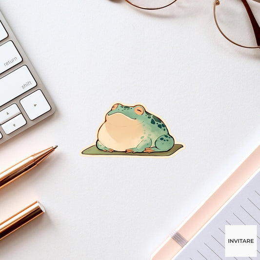 Kawaii Frog Deep Yoga Stretch Yoga Sticker, Watercolor Laptop Planner Water Bottle Mindfulness Gift