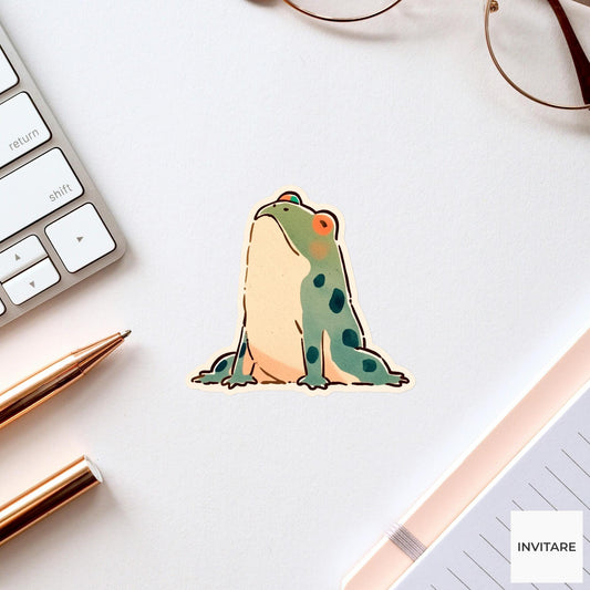 Frog Cobra Pose Yoga Sticker, Watercolor Laptop Planner Water Bottle Mindfulness Gift