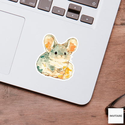Silver Chinchilla Butterfly Pose Yoga Sticker, Watercolor Laptop Planner Water Bottle Mindfulness Gift