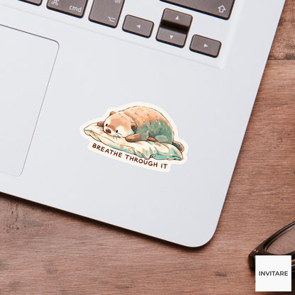 Breathe Through It Baby Otter Yoga Sticker, Restorative Pose Laptop Planner Water Bottle Gift