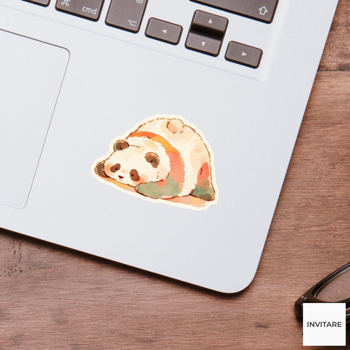 Giant Panda Forward Fold Yoga Sticker, Watercolor Laptop Planner Water Bottle Mindfulness Gift