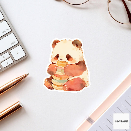 Giant Panda Lotus Pose Yoga Sticker, Watercolor Laptop Planner Water Bottle Mindfulness Gift