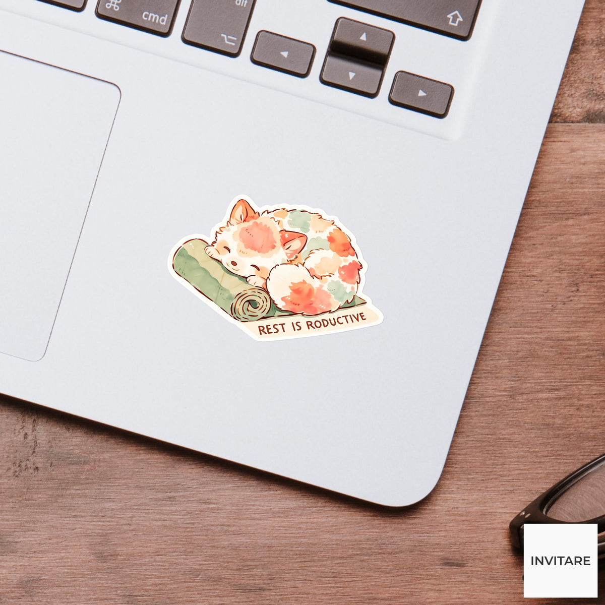 Rest Is Productive Quokka Yoga Sticker, Child Pose Laptop Planner Water Bottle Gift