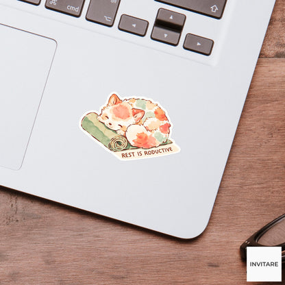 Rest Is Productive Quokka Yoga Sticker, Child Pose Laptop Planner Water Bottle Gift