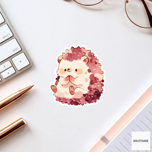 Hedgehog Happy Baby Pose Yoga Sticker, Watercolor Laptop Planner Water Bottle Mindfulness Gift