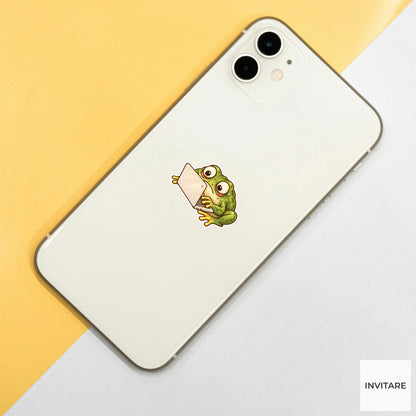 Frog Laptop Sticker, Funny Watercolor Office Amphibian Laptop Planner Water Bottle Work Gift