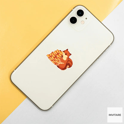 Pumpkin Pie Squirrel Sticker, Funny Thanksgiving Feast Laptop Planner Journal Autumn Animal Gift