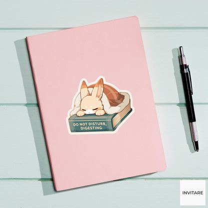 Do Not Disturb Digesting Bunny Sticker, Funny Thanksgiving Reader Laptop Planner Journal Gift