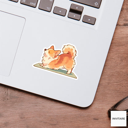 Corgi Bridge Pose Yoga Sticker, Watercolor Laptop Planner Water Bottle Mindfulness Gift