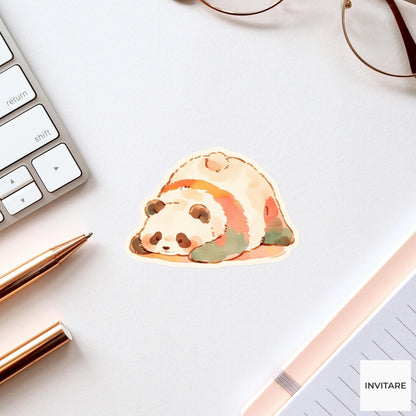 Giant Panda Forward Fold Yoga Sticker, Watercolor Laptop Planner Water Bottle Mindfulness Gift