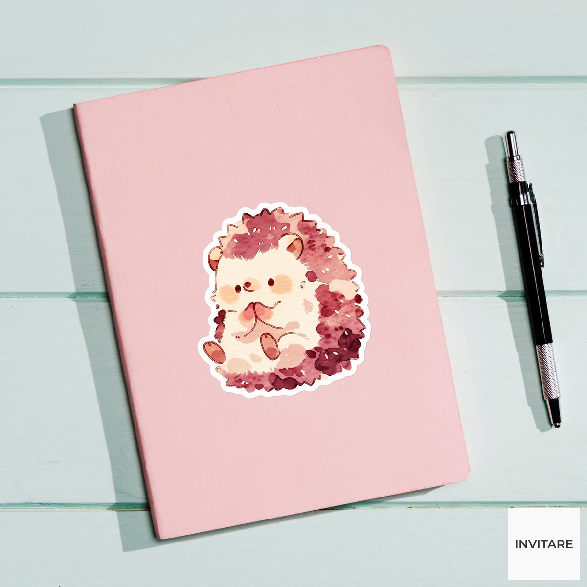 Hedgehog Happy Baby Pose Yoga Sticker, Watercolor Laptop Planner Water Bottle Mindfulness Gift