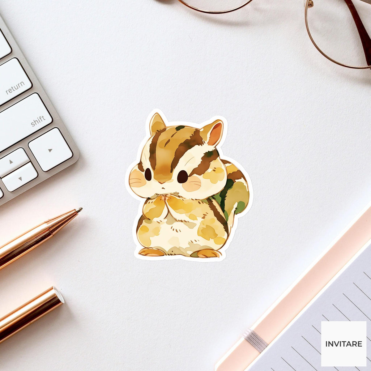 Chipmunk Hero Pose Yoga Sticker, Watercolor Laptop Planner Water Bottle Mindfulness Gift