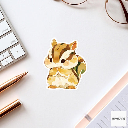 Chipmunk Hero Pose Yoga Sticker, Watercolor Laptop Planner Water Bottle Mindfulness Gift