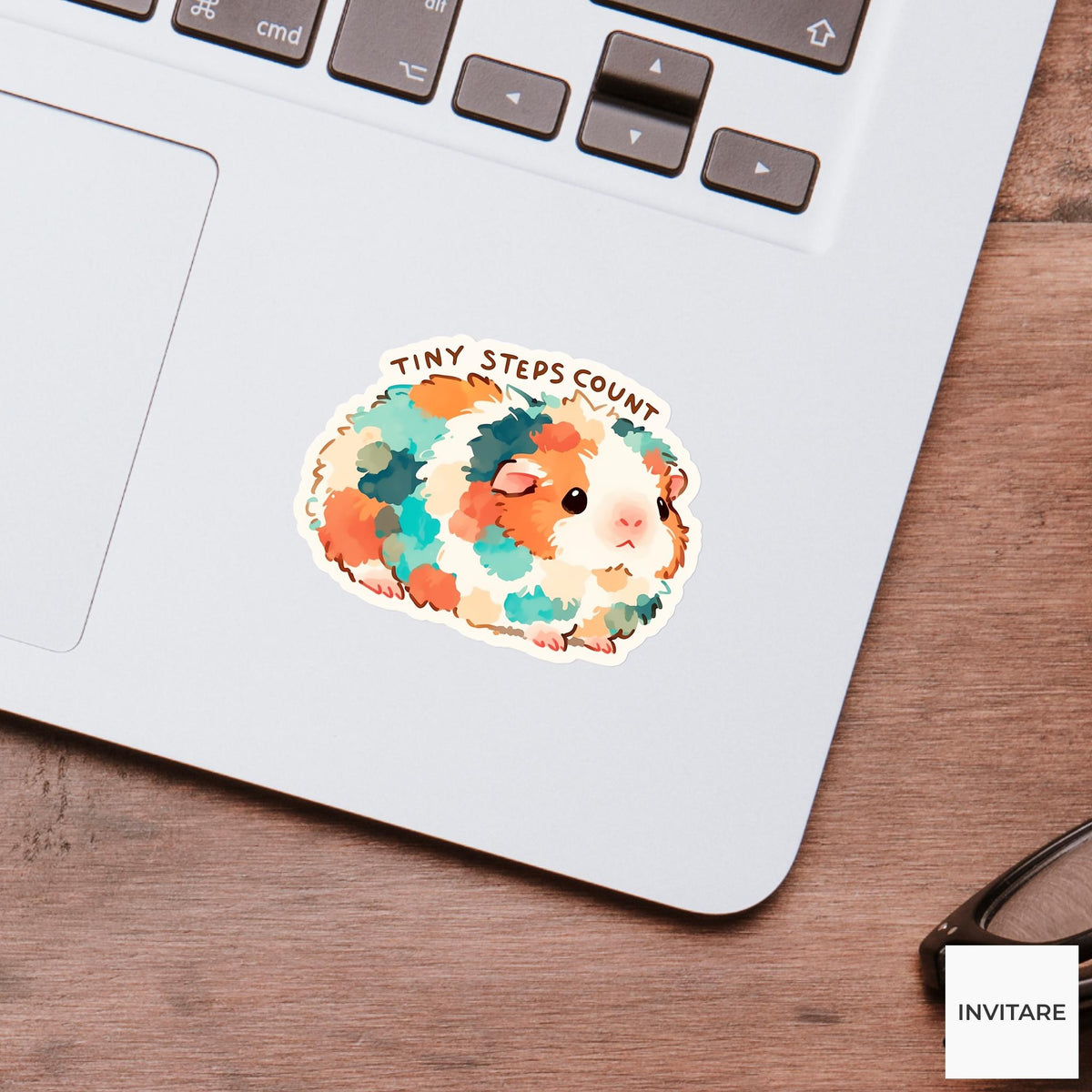 Tiny Steps Count Guinea Pig Yoga Sticker, Plank Pose Laptop Planner Water Bottle Gift