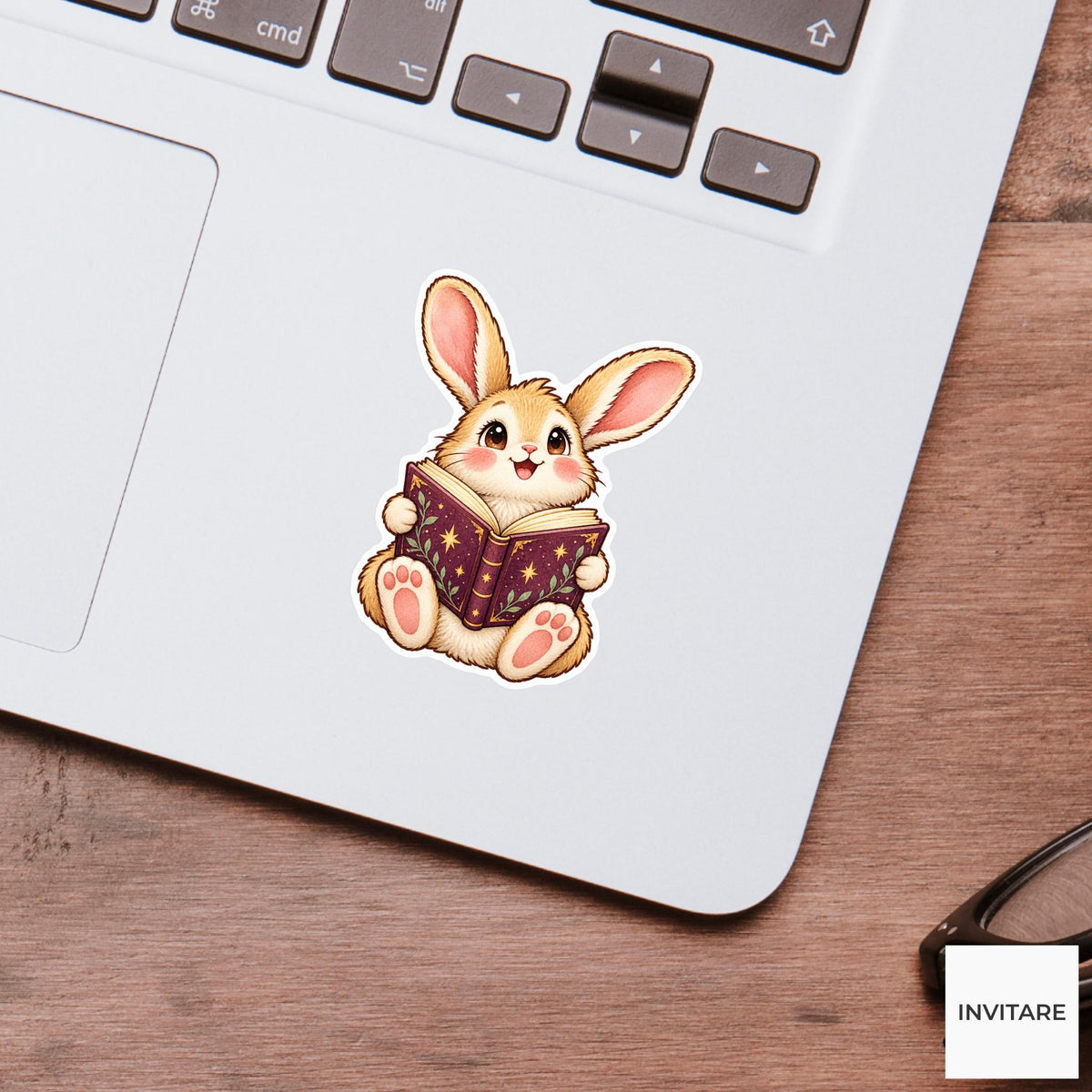 Bunny Fantasy Book Sticker, Cute Watercolor Reader Laptop Planner Water Bottle Bookworm Gift