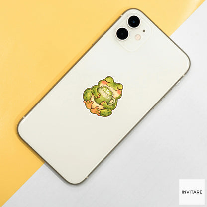 Frog Matcha Mug Sticker, Cute Watercolor Amphibian Laptop Planner Water Bottle Tea Gift