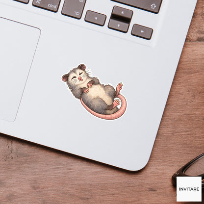 Possum Fainting Sticker, Funny Watercolor Marsupial Laptop Planner Water Bottle Dramatic Gift