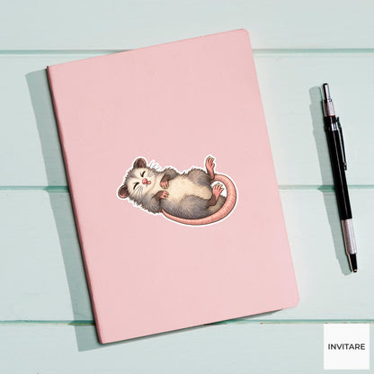 Possum Fainting Sticker, Funny Watercolor Marsupial Laptop Planner Water Bottle Dramatic Gift