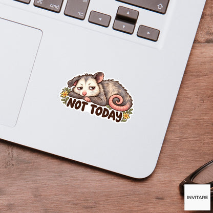 Possum Not Today Sticker, Funny Watercolor Marsupial Laptop Planner Water Bottle Introvert Gift