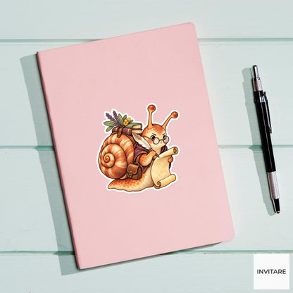 Snail Scholar Sticker, Watercolor Dark Academia Animal Writing Thesis for Study Journals and Planners