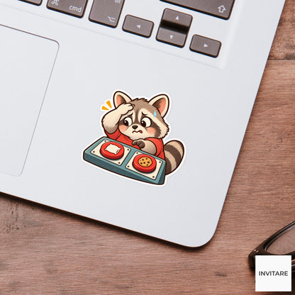 Two Buttons Raccoon Vinyl Sticker, Funny Nap or Cookie Decision Meme