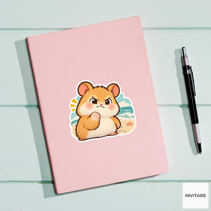 Success Hamster Vinyl Sticker, Cute Fist Pump Victory Reaction Meme