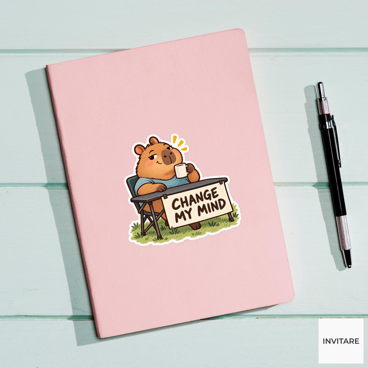 Change My Mind Capybara Vinyl Sticker, Funny Animal Debate Table Meme