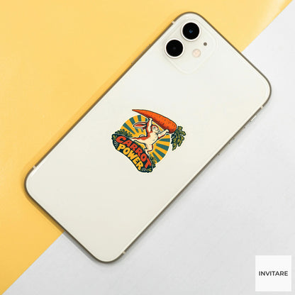 Carrot Champion Rabbit Vinyl Sticker, Funny Retro Poster for Journals and Laptops