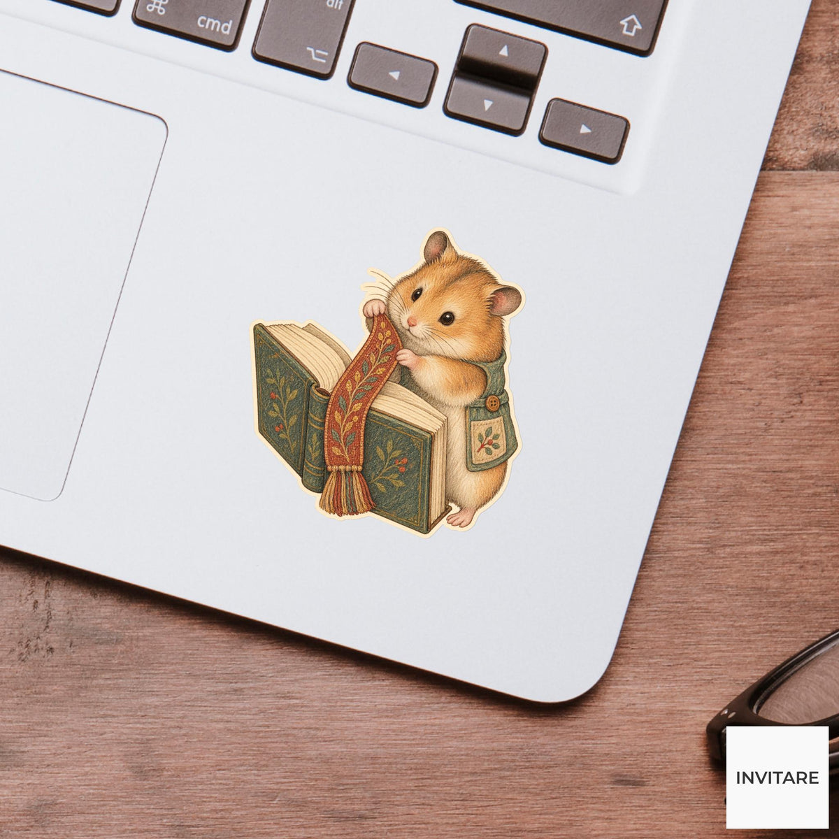 Hamster Long Ribbon Bookmark Vinyl Sticker, Bookish Animal Art for Journals and Laptops