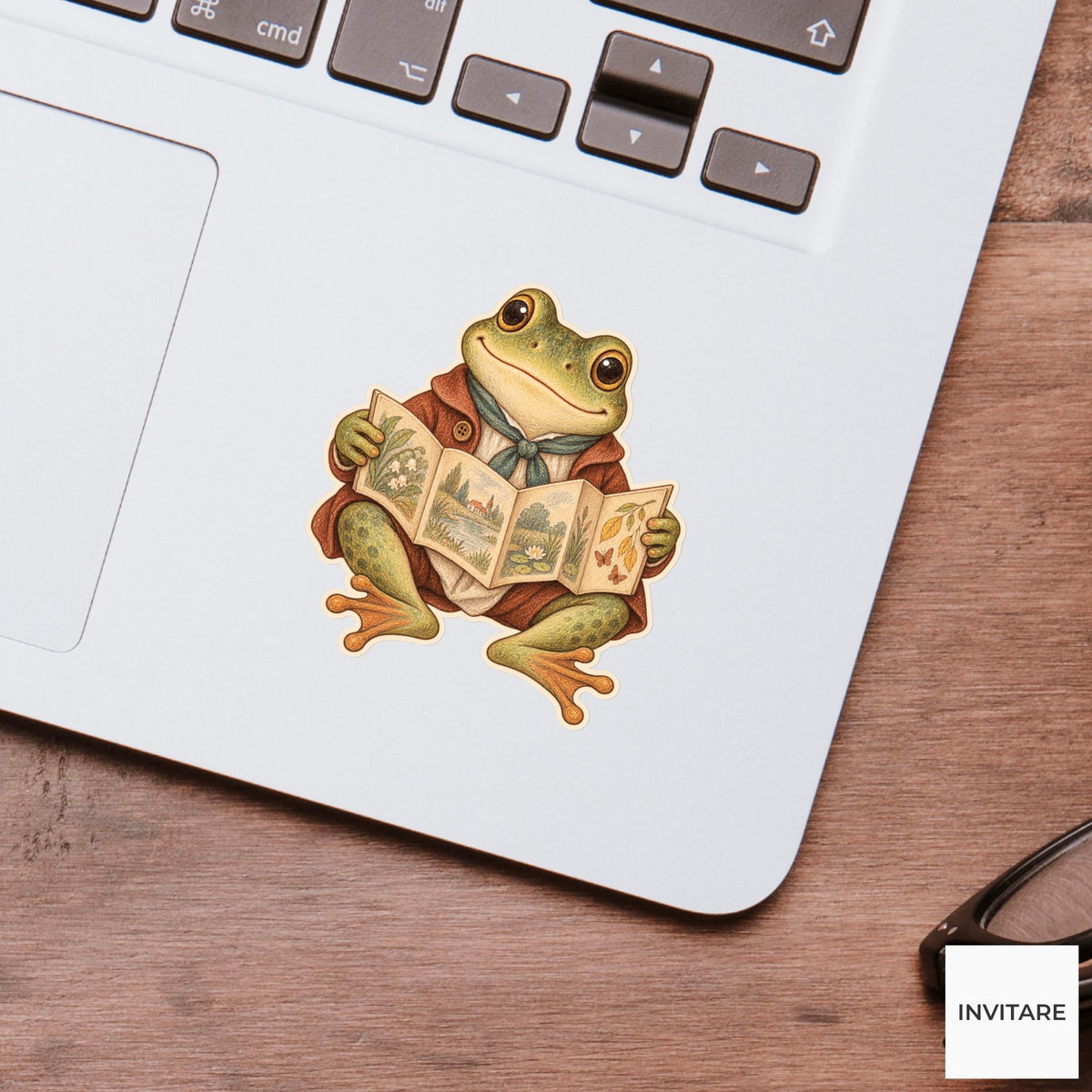 Frog Foldout Picture Book Vinyl Sticker, Bookish Animal Art for Journals and Laptops