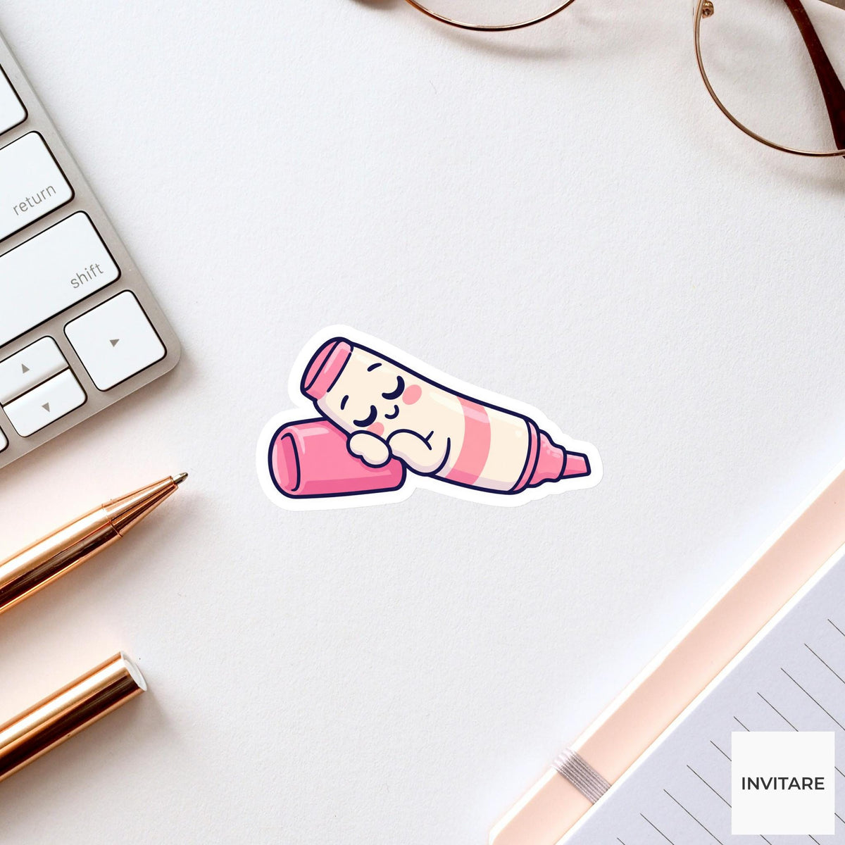 Marker Lying Asleep on Its Cap Vinyl Sticker, Funny Desk Break Decal