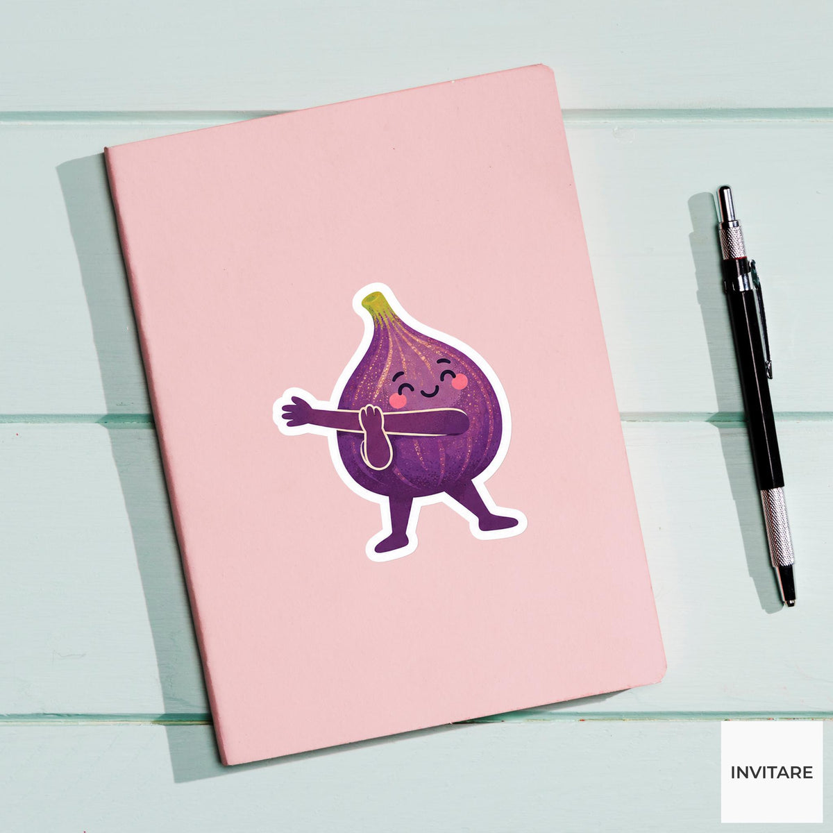 fig stretching an arm across its chest Vinyl Sticker