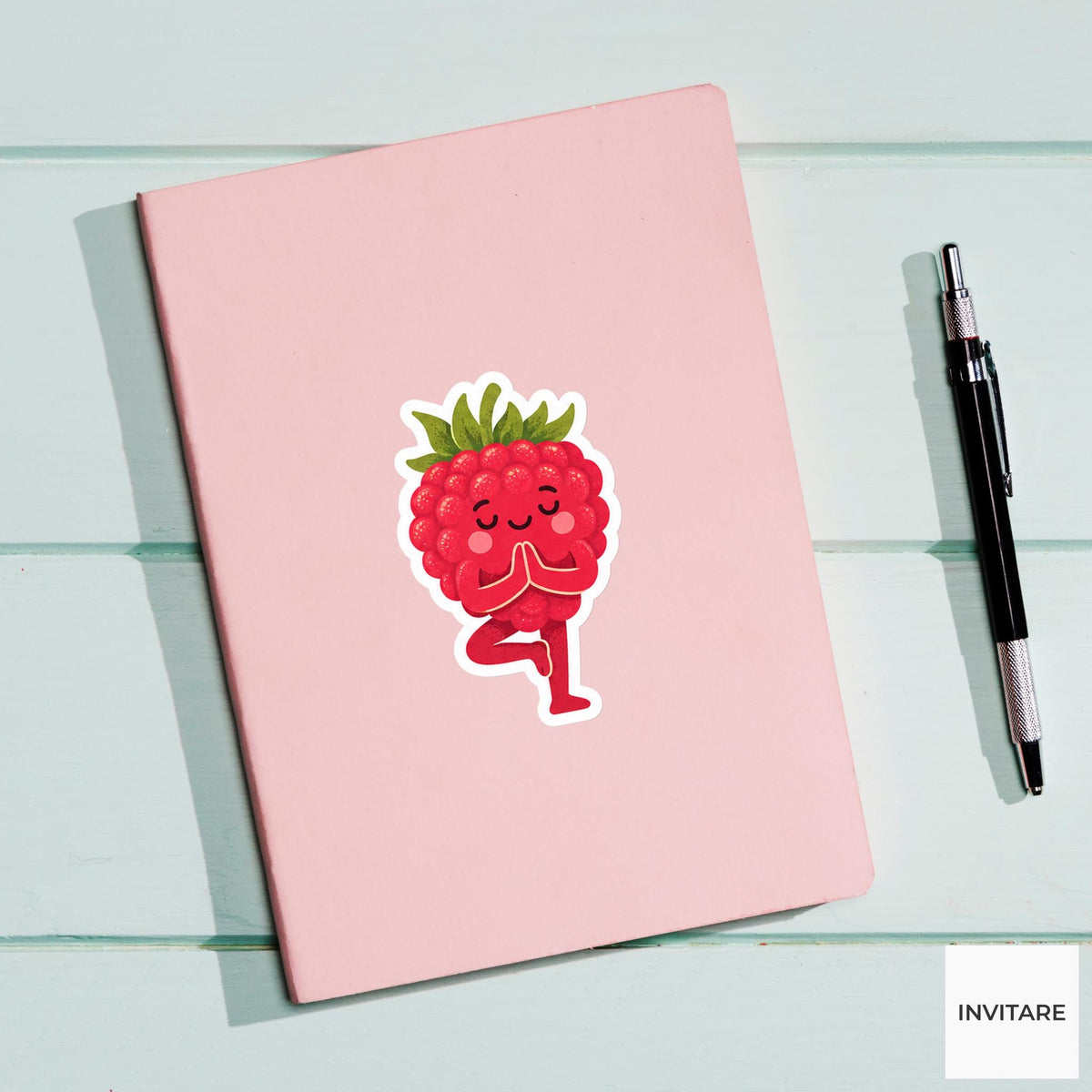 raspberry balancing in a soft tree pose Vinyl Sticker