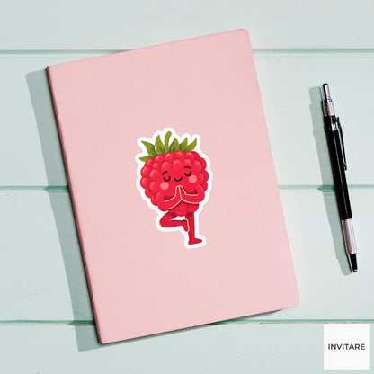 raspberry balancing in a soft tree pose Vinyl Sticker
