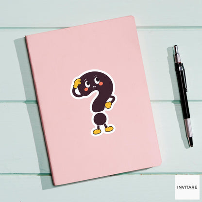 question mark scratching its rounded head with a puzzled face Vinyl Sticker