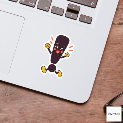 exclamation mark jumping with an excited smile Vinyl Sticker
