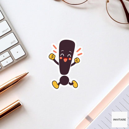 exclamation mark jumping with an excited smile Vinyl Sticker