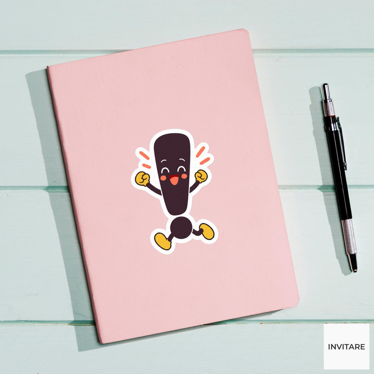 exclamation mark jumping with an excited smile Vinyl Sticker