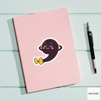 comma reclining comfortably with eyes closed Vinyl Sticker