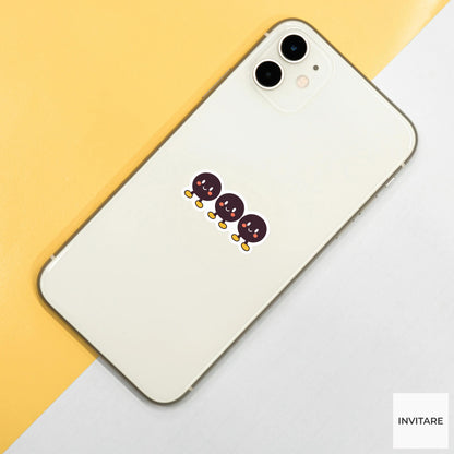 Three ellipsis dots patiently lining up with tiny feet Vinyl Sticker