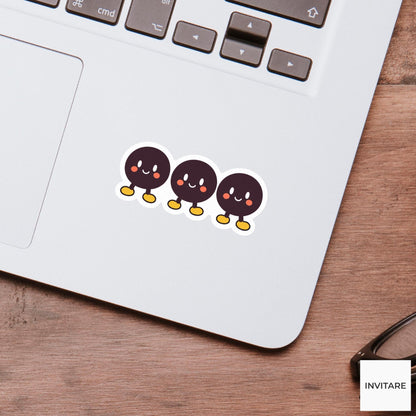 Three ellipsis dots patiently lining up with tiny feet Vinyl Sticker