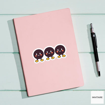 Three ellipsis dots patiently lining up with tiny feet Vinyl Sticker