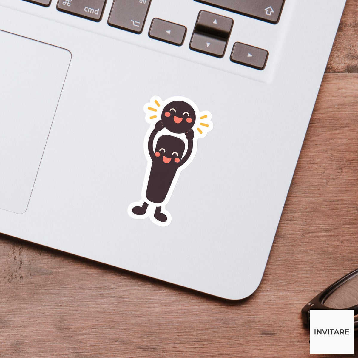 exclamation mark lifting its dot proudly overhead Vinyl Sticker