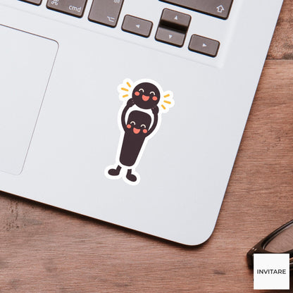 exclamation mark lifting its dot proudly overhead Vinyl Sticker