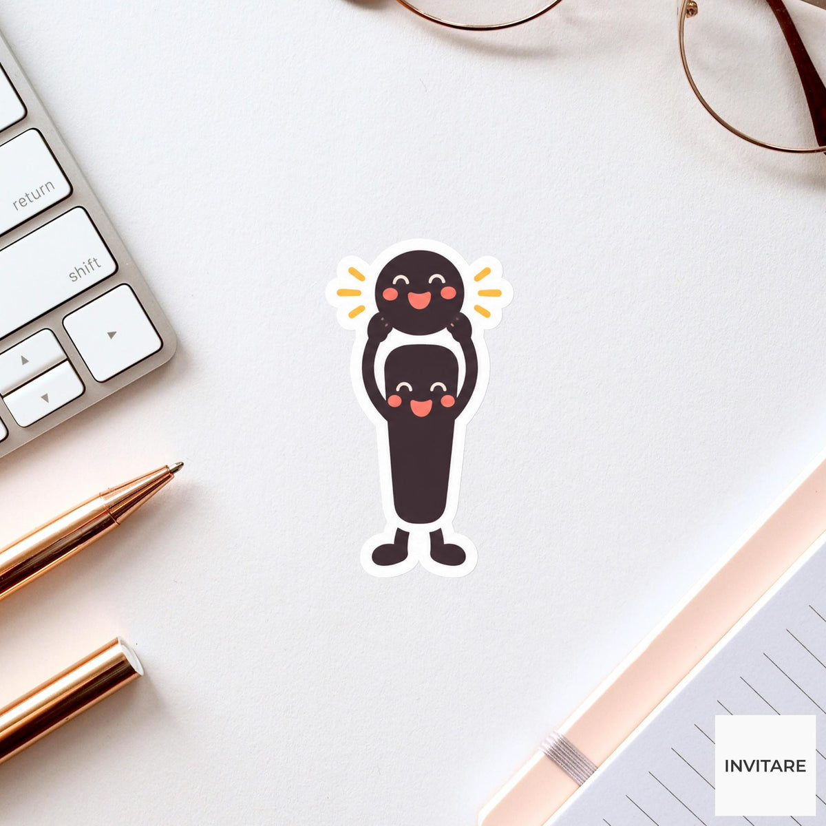 exclamation mark lifting its dot proudly overhead Vinyl Sticker