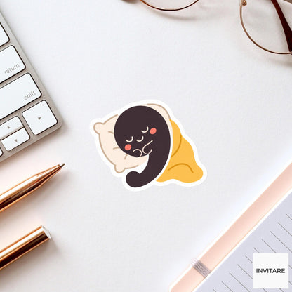 comma curled up for a cozy nap Vinyl Sticker