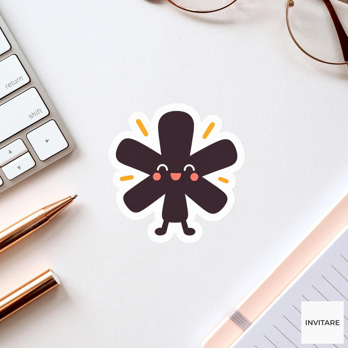 asterisk stretching its rounded arms like a tiny star Vinyl Sticker